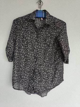 Leopard Bluse grau schwarz Gr. XS