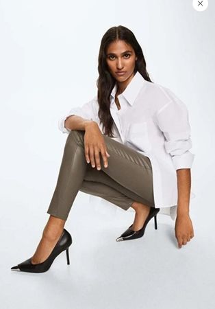 MANGO Leggings aus Kunstleder Hose Gr.M (38) khaki NEU