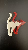Brosche in Form von zwei Katzen 50er Jahren