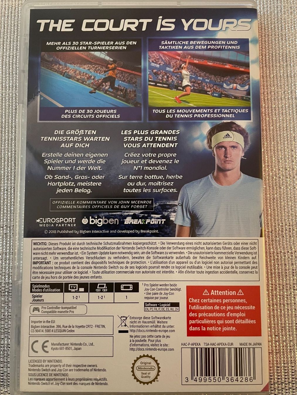 Nintendo Giochi: Jeu Nintendo Switch : Tennis world tour – Usato da Préverenges venduto da groli_mur 1