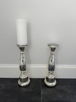 2 grands bougeoirs en verre mercurisé (Bauersilber)