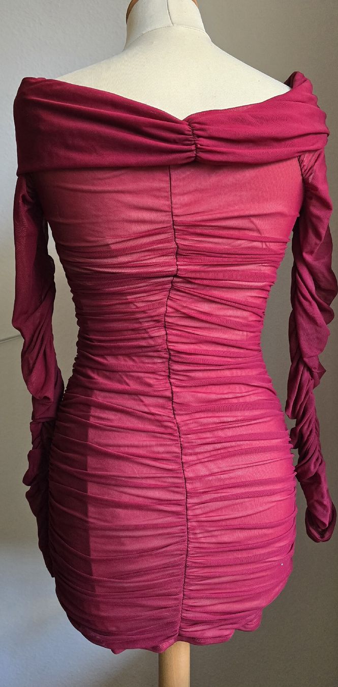 Shein Vestiti: Robe bordeaux drapée élégante, manches longues, taille XS – Nuovo (secondo la descrizione) da Genève venduto da Saleena 3