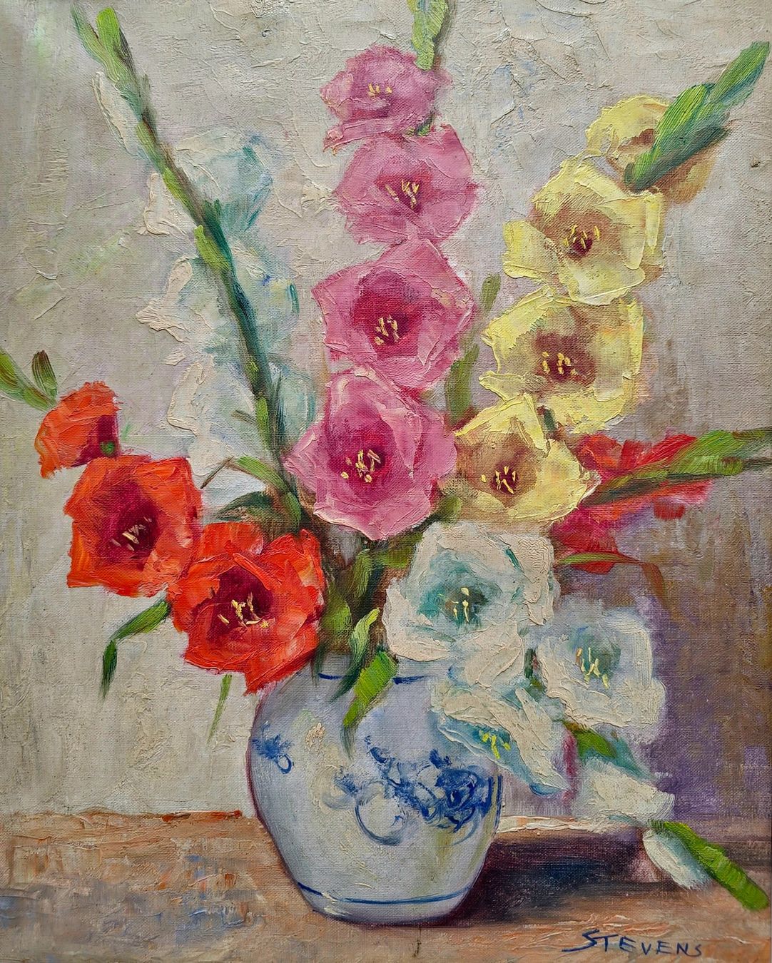 Gemälde: Blumenpracht: Ölgemälde von Stevens 1950 – Gebraucht aus Bern von Djenestra 4