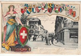 Alte Ansichtskarte Basel Steinenvorstadt gelaufen 1901