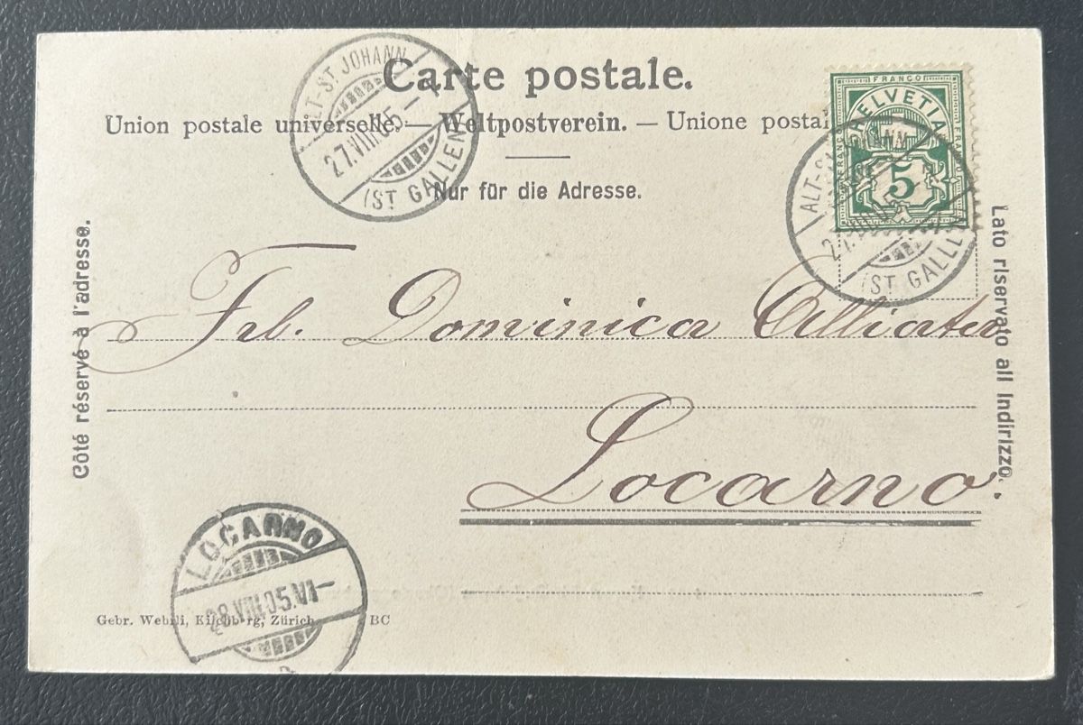 Cartoline postali: AK Alt St.Johann 1905 – Usato da Horw venduto da Tellbub 1