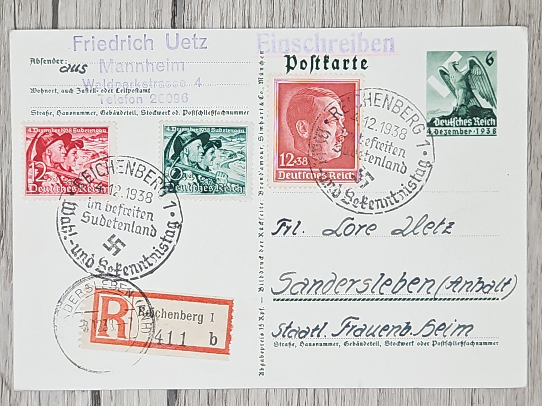 Tutti i francobolli: CL07 Carte Postale + Timbre Allemagne 1938 – Usato da Cousset venduto da Patrick_Collections 1
