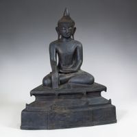 Shan Bronze Buddha Burma Meditation Kunstvolles Einzelstück