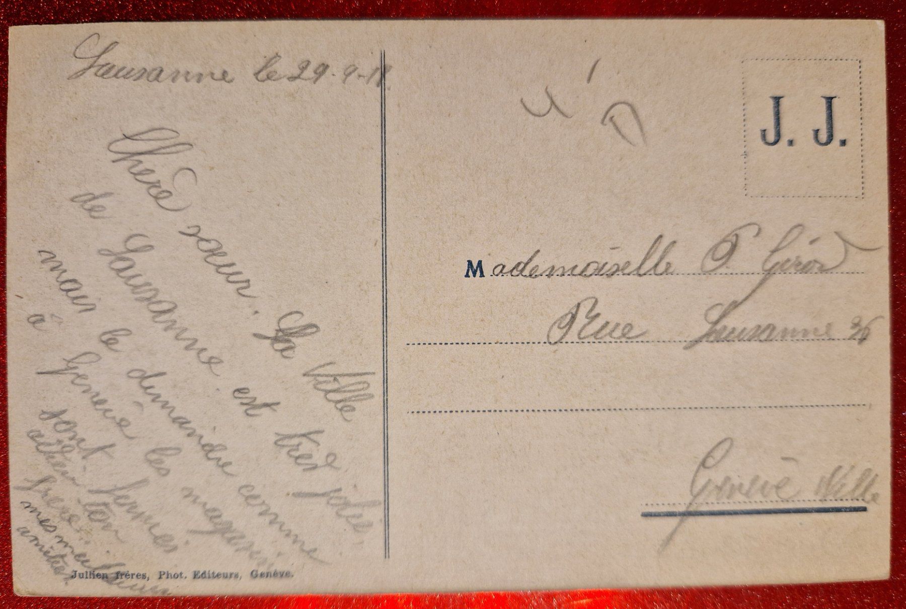 Ansichtskarten: Lausanne  1918, koloriert – Gebraucht aus Melchnau von Fishel 1
