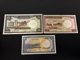 Sudan Currency Board, specimen 1, 5, 10 Sudanese Pound, 196