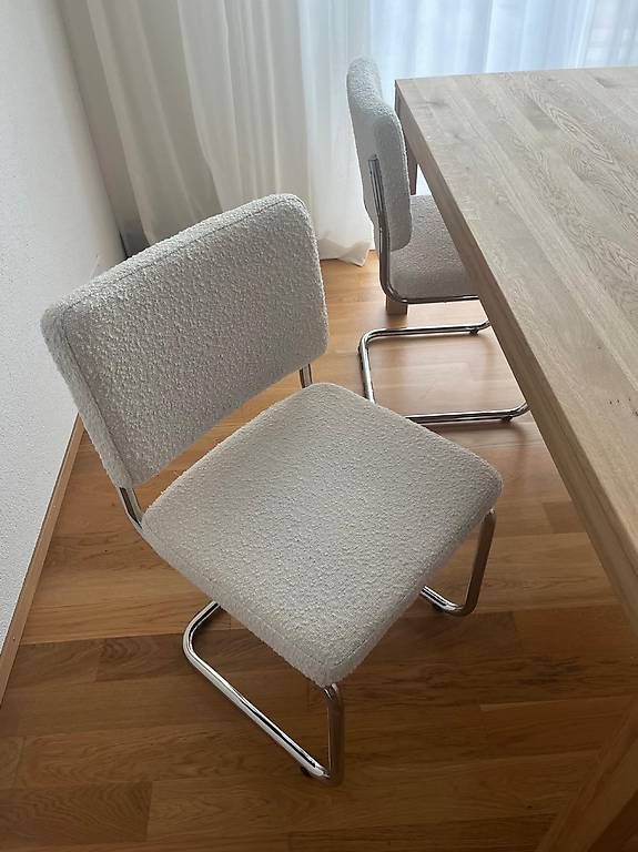 La Redoute Sedie: 4 Esszimmerstühle, Chrom & Bouclé weiss – Usato da Olten venduto da bay_fh8s 2