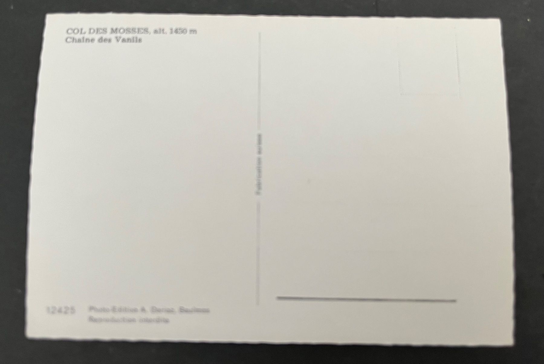 Cartoline postali: COL DES MOSSES/ Chaine des Vanile – Usato da Ostermundigen venduto da DaxKarten-75 1
