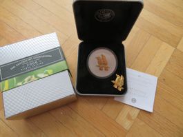 1 OZ Silber Kookaburra 2006  gilded in Kapsel mit Box + CoA