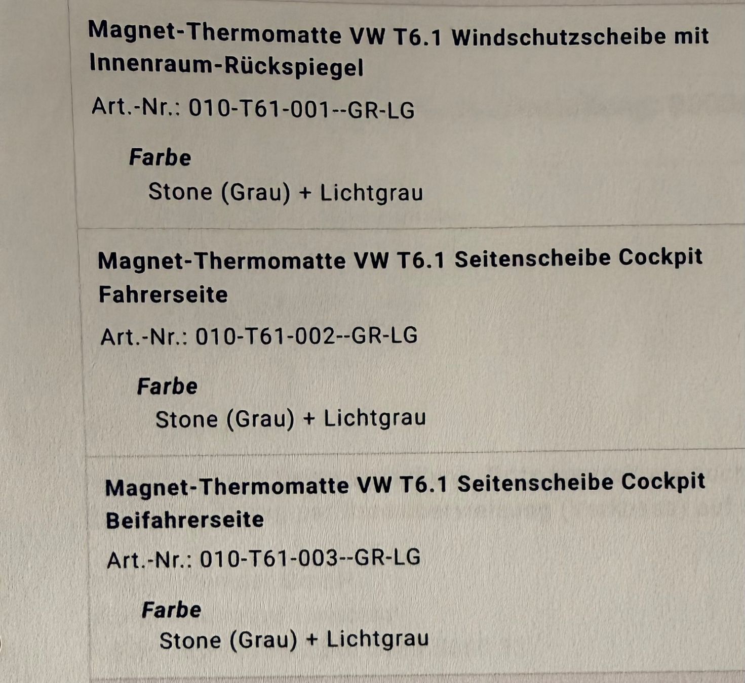 Altri accessori per camping: Magnet-Thermomatten VW T6.1 – Usato da Glarus venduto da Thruxton11 5