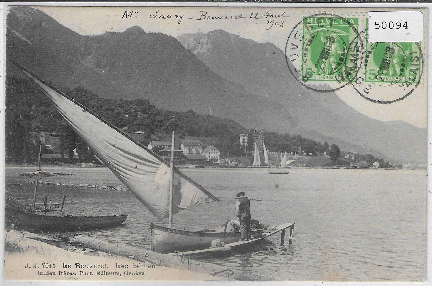 Cartoline postali: Le Bouveret - Lac Leman - Barque - animee – Usato da Ettingen venduto da Kartenplanet