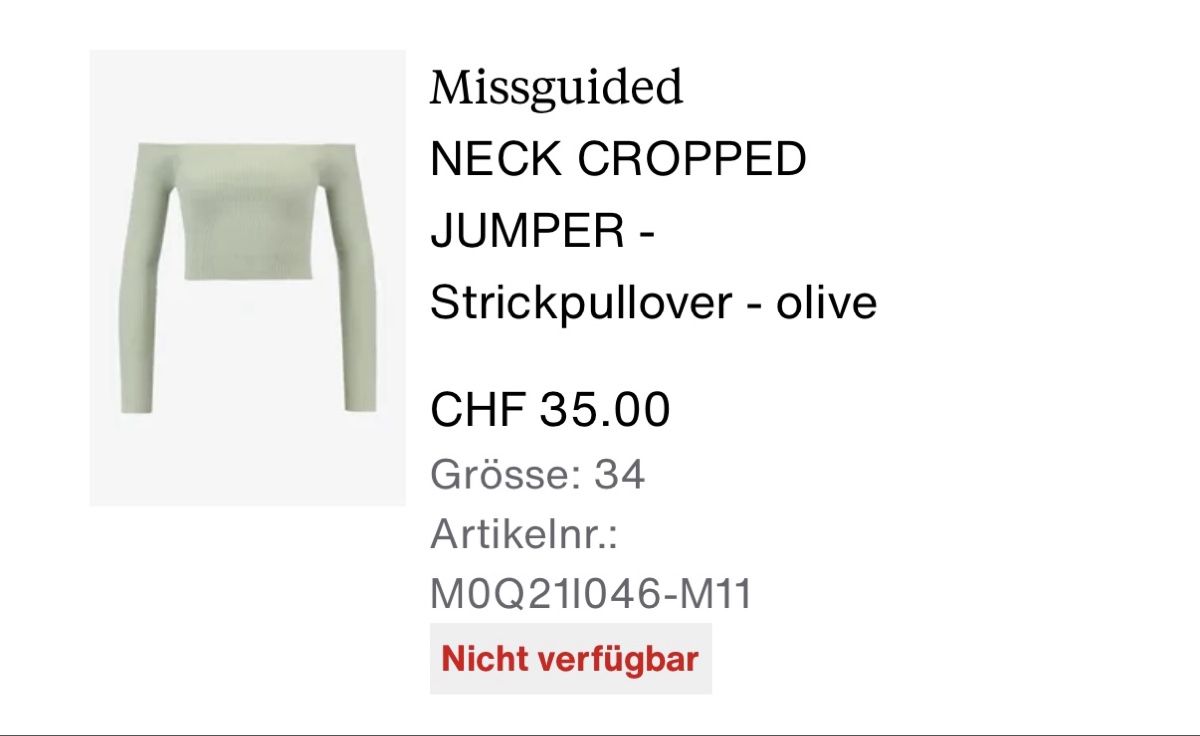Topshop Top: Missguided Strickpullover, olive, Grösse 34 – Usato da Thun venduto da tat_zb9b 1