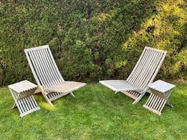 Garten-Set aus massivem Teakholz – wetterfest & gepflegt