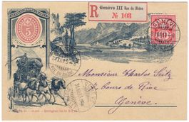 1893 Jubiläums-Postkarte per Chargé im Lokalrayon von GENÈVE
