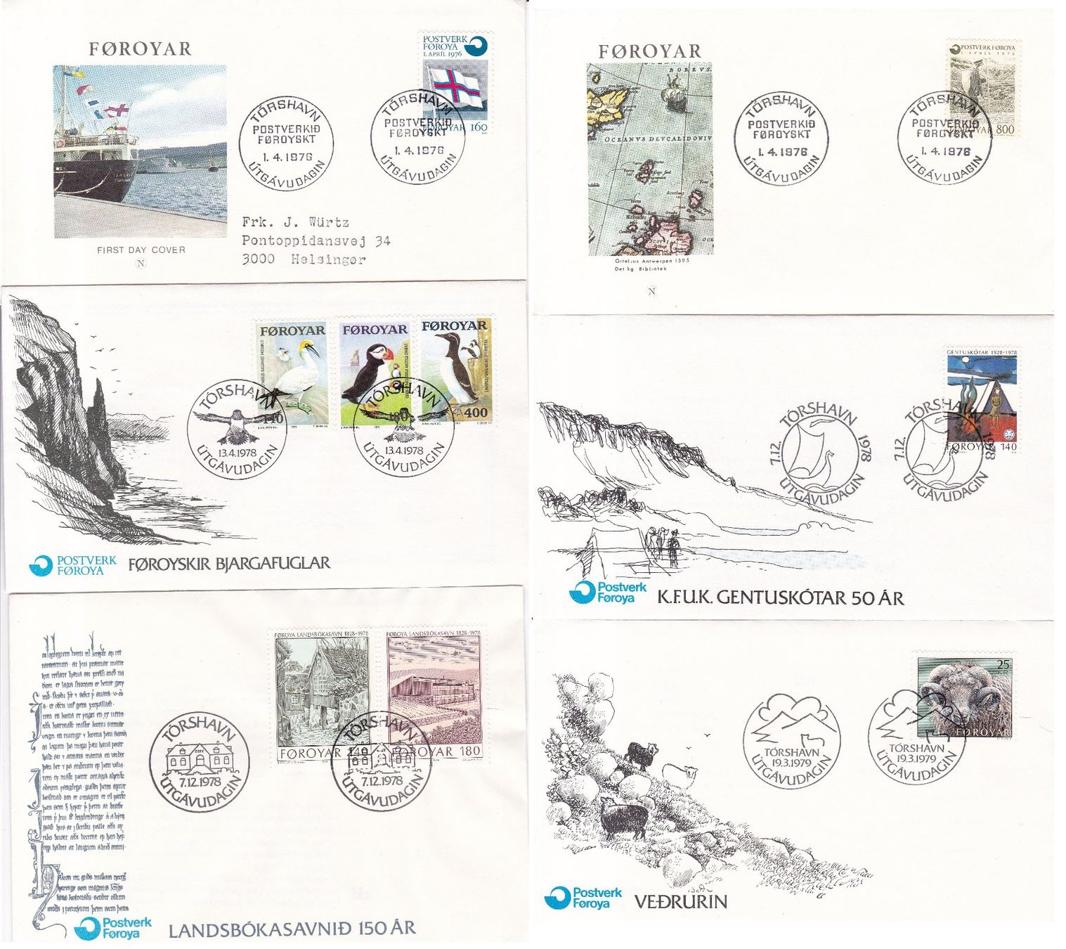 Tutti i francobolli: 56 Stk. FDCs, DK "Färöer, Grönland" ab 1969 – Usato da Münchwilen AG venduto da Nesar 4