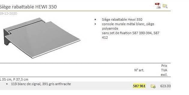 Tables: siège rabattable hewi GRIS anthracite  – D'occasion à veyrier par Cura