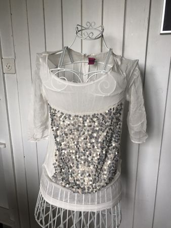 Top soie transparent à sequins argentés Save The Queen