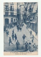 Postkarte Pamplona San Fermin Stierlauf