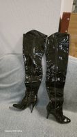 Overknee Lacklederstiefel Gr. 38 – Schwarz – High Heels