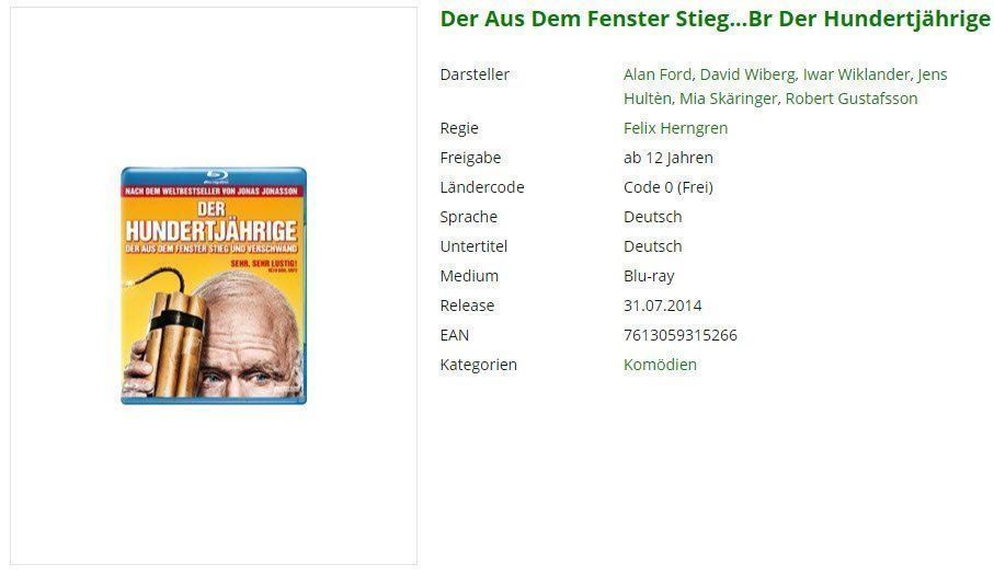 Tutti i DVDs: Der Hundertjährige (Bluray) – Usato da Buchrain venduto da Sssschaller