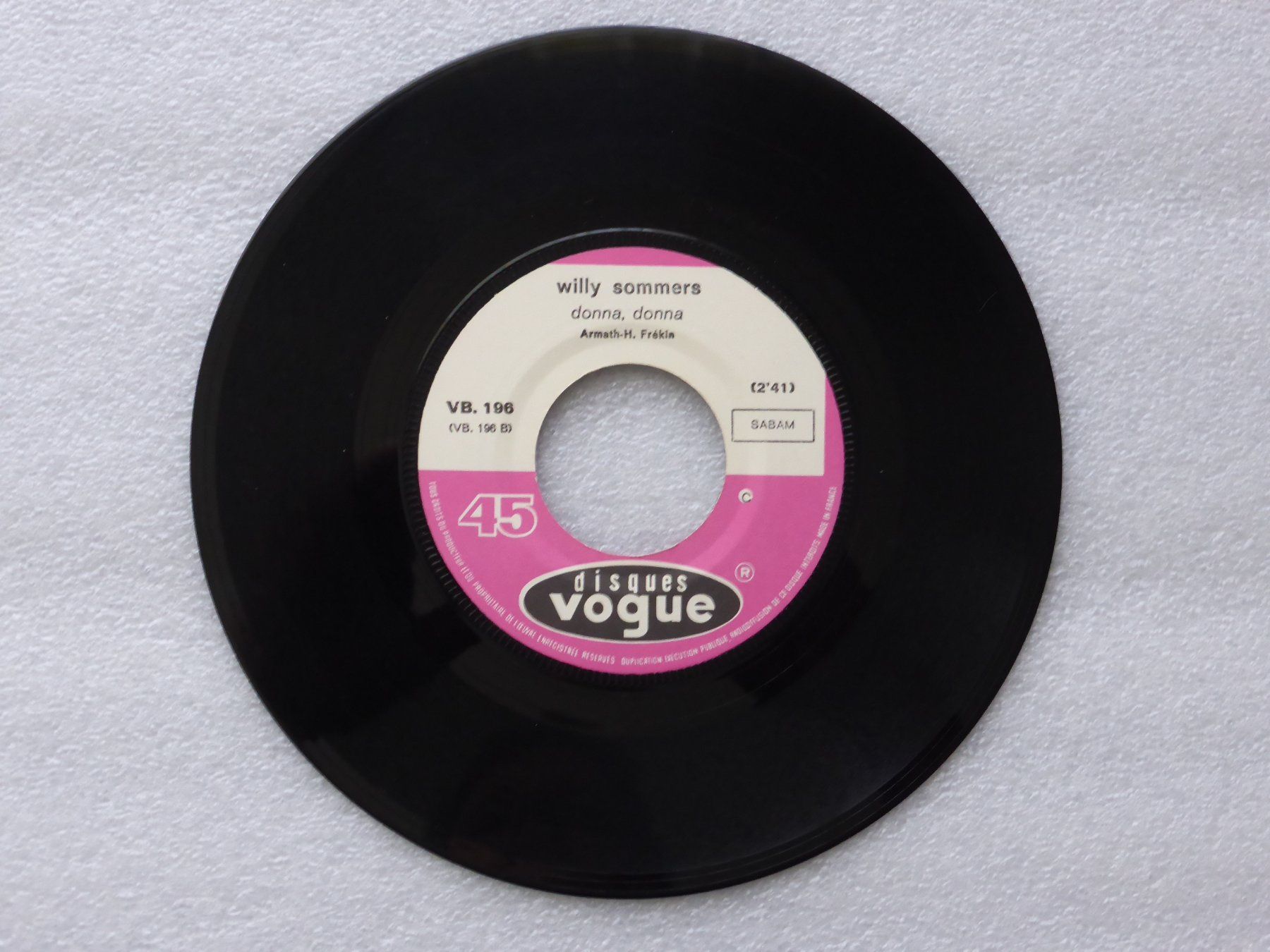 Schallplatten: Vinyl Single  WILLY SOMMERS – Gebraucht aus Küssnacht am Rigi von Mondkinder 2