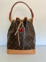 🍒 Taschenanhänger Bag Charm mit Kirschen - Braun-Weiss