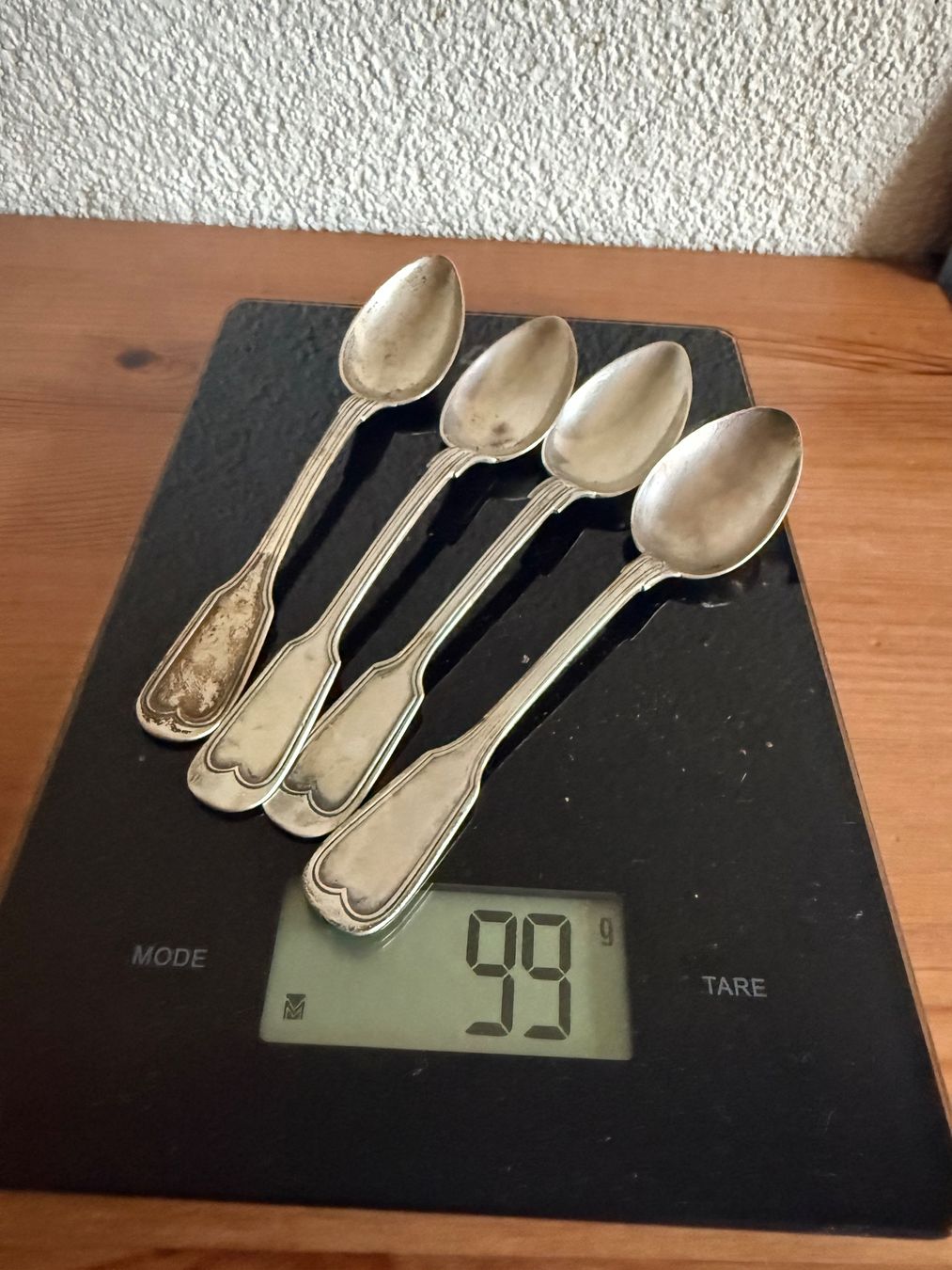 Set di posate: 4 Silber Tee Löffeln 800, 99g – Usato da Spiegel b. Bern venduto da Rogger72