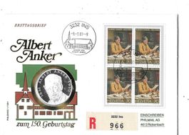 Numisbrief 1981 Albert Anker Silber Medaille 999.9/ 20 Gramm