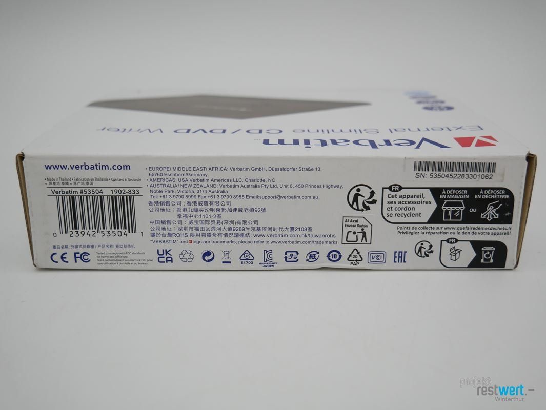 Verbatim Aufnahmegeräte: VERBATIM Externer Slimline USB CD/DVD-Brenner – Neu (gemäss Beschreibung) aus Winterthur von Restwert_Winterthur 2