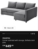 IKEA FRIHETEN Corner Sofa-Bed with Storage, Dark Grey