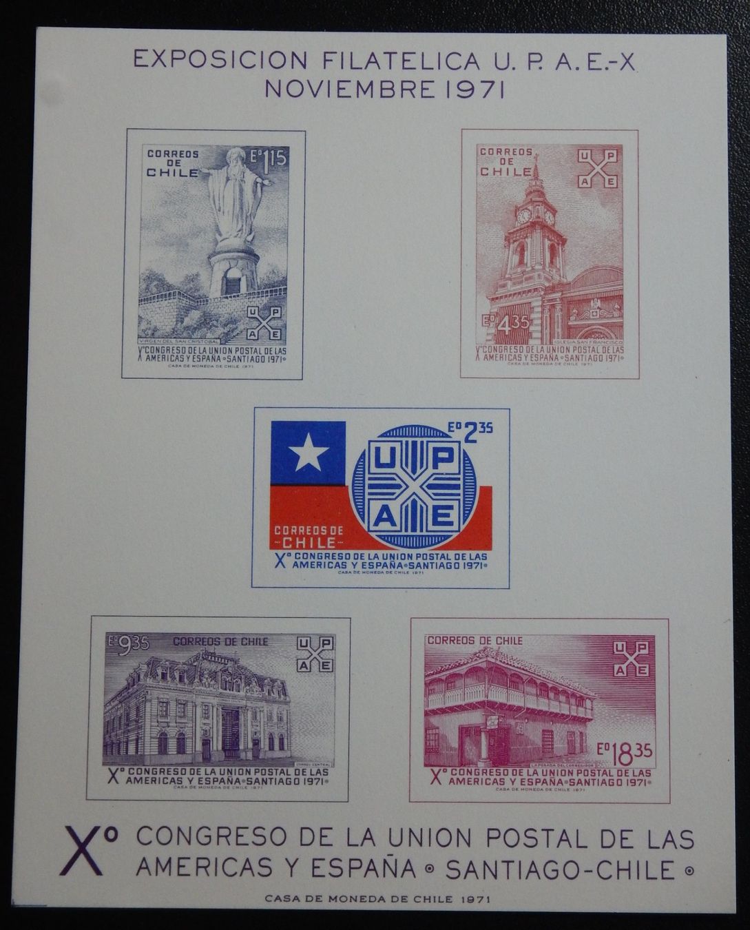 Tutti i francobolli: Chile Kat. 760-764 Gedenkblatt 1971 – Usato da Zürich venduto da Muehlekauf
