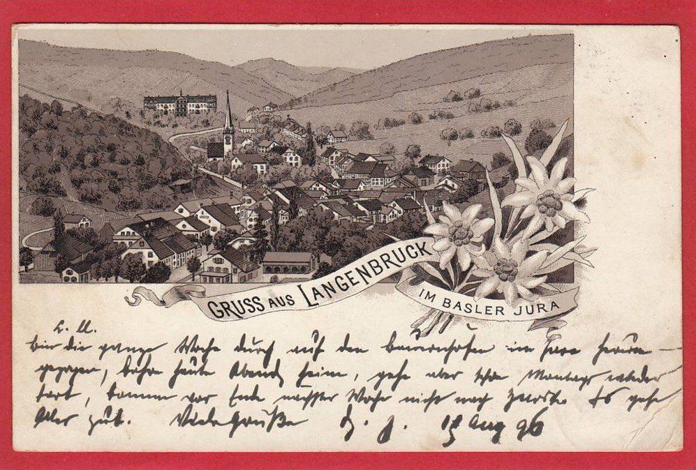 Ansichtskarten: LANGENBRUCK LITHO 1896 – Gebraucht aus Grüningen von Kartenlaube