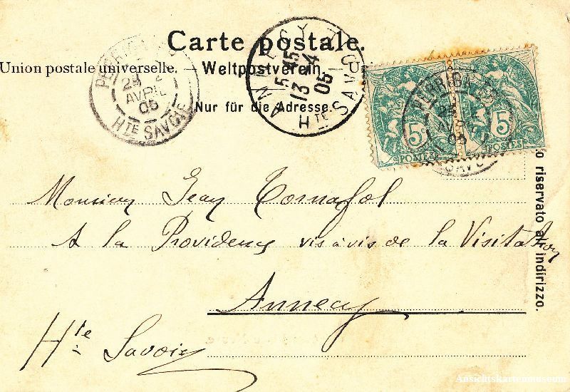 Cartoline postali: Genève - Place neuve + 1905 – Usato da Emmenbrücke venduto da teestube 1