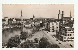 Ansichtskarte Zürich Limmat, Altstadt, um 1954