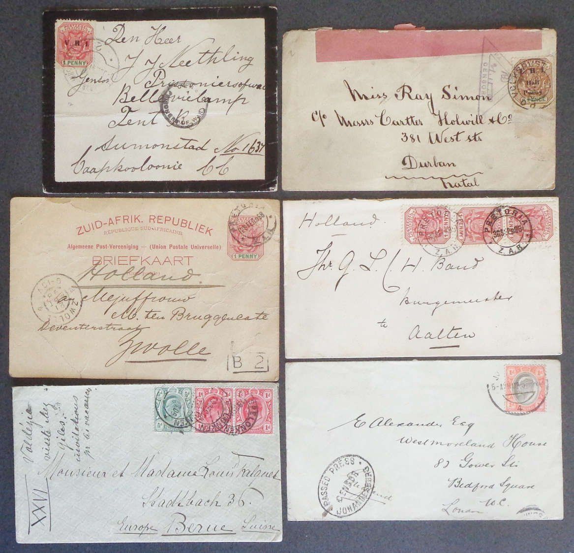 Tutti i francobolli: TRANSVAAL: 6 Postal Items, 1895– 1906 – Usato da Le Locle venduto da timbrettino