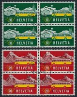 1953 - Alpenpost - Abart - Viererblock - ET Stempel · dt