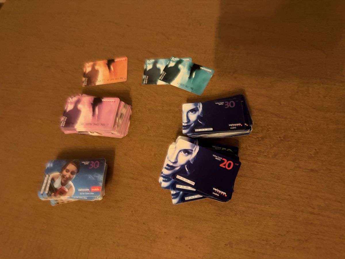 Swisscom Schede telefoniche: Telecom Mobile Cards 30 CHF 20 CHF 50 CHF lotto  – Usato da S. Pietro venduto da pap_nd2w