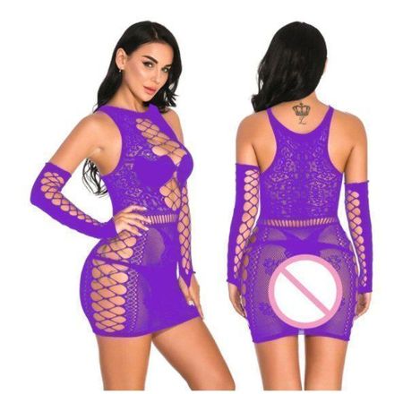 NEUES Kleid mit Stulpen lila für Gr. XS, S & M - 222161
