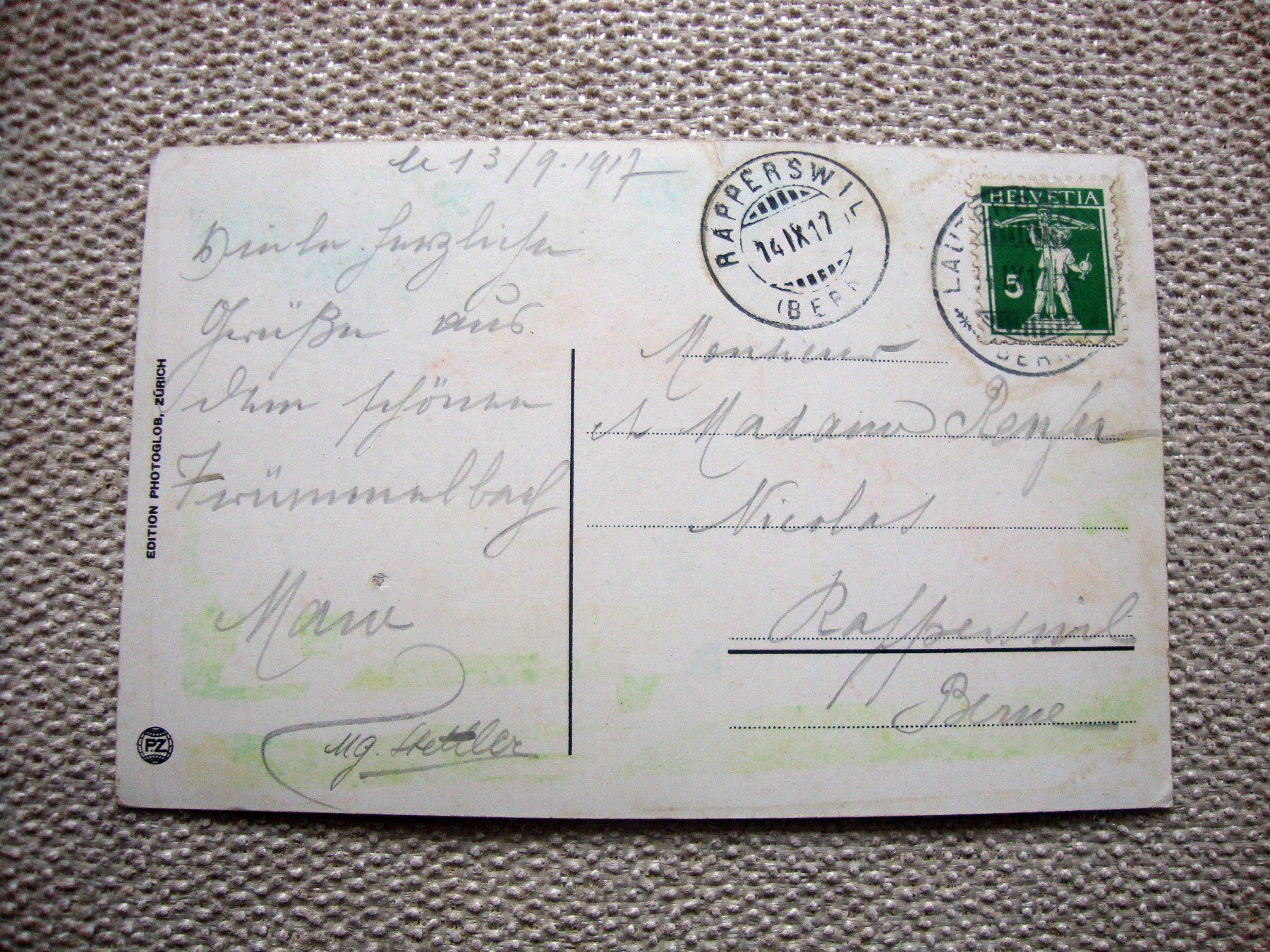 Cartoline postali: Trümmelbachfall Lauterbrunnen Ansichtskarte 1917 – Usato da Döttingen venduto da Kubuli1 1