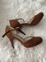 Cognac Wildlederimitat Schuhe mit Absatz, Grösse 39🍁