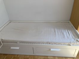 200x90 cm Bett inkl. Matratze, Matratzenschutz, Schubladen