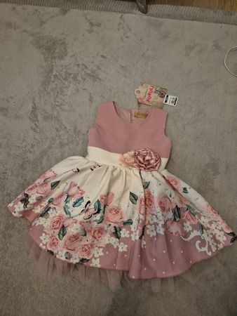 Kleid  Grösse 2T (86 bis 92) rosa Blumen neu mit Etikett