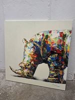 Handgemaltes Acrylbild «Nashorn»  78 × 78 cm