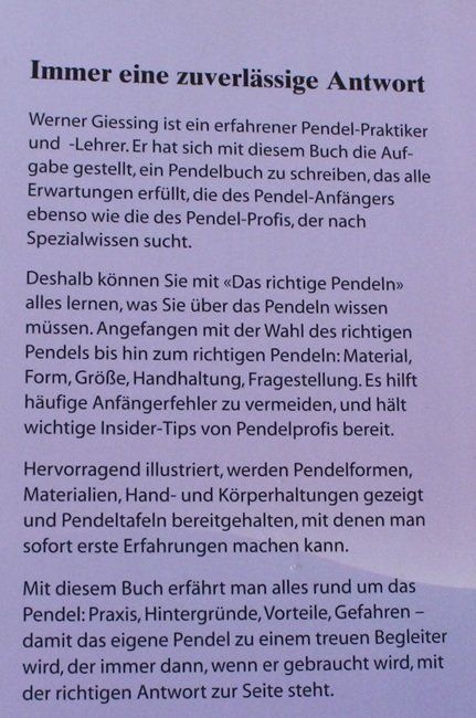 Bücher: Werner Giessing - Das richtige Pendeln – Gebraucht aus Schlatt TG von annesbuecher 1