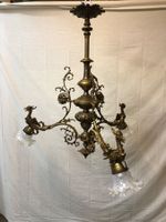 Antiker Kronleuchter drei-flammig mit Drachen; Höhe 80cm