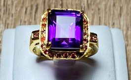 Amethyst (6 ct) + Granat 💎✨ Silber 925 vergoldet RB111