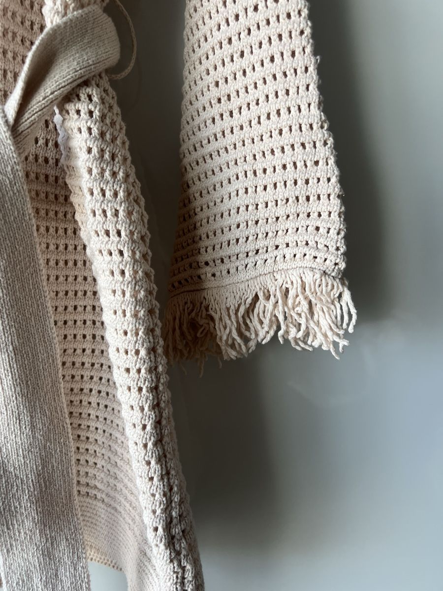 Giacche: Boho Beige Strickmantel, Gr. S / M Strickjacke Fransen – Usato da Langenthal venduto da ivet7 1